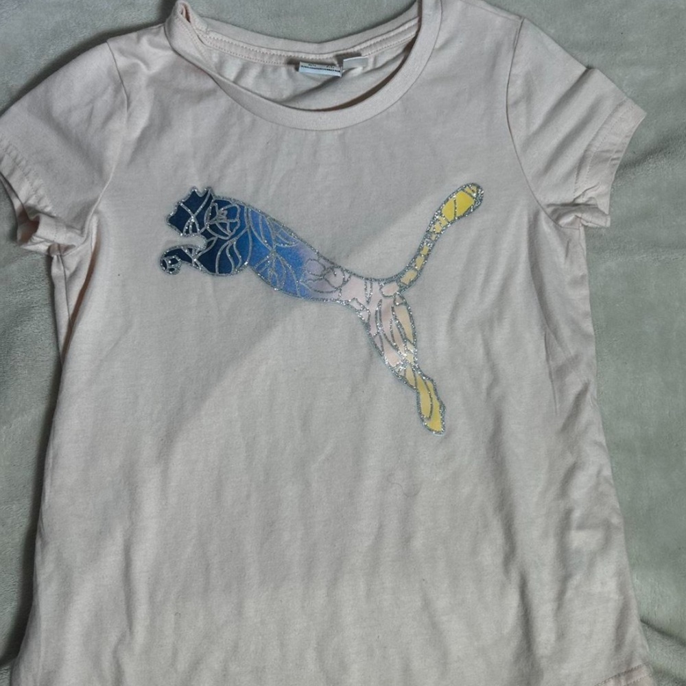 Puma White and Blue Short Sleeve Tee